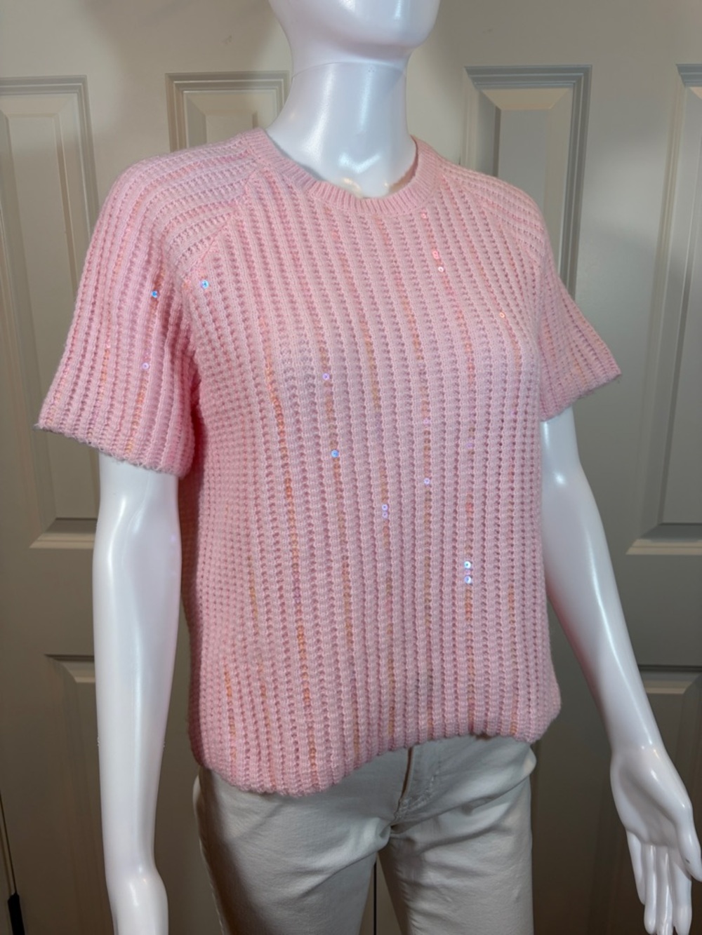 Endless Rose Soft Pastel Pink Short Sleeve Knit Top